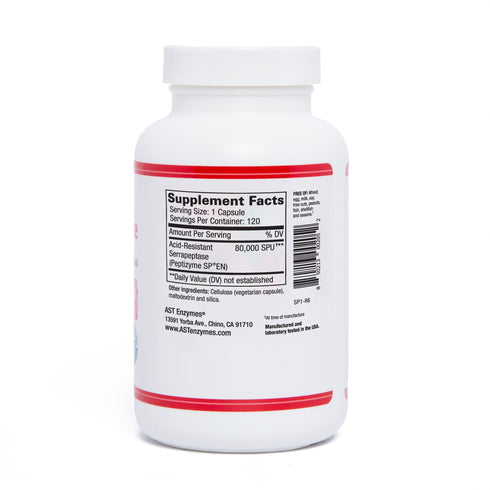 Image of Serrapeptase (Peptizyme) 120caps supplement facts